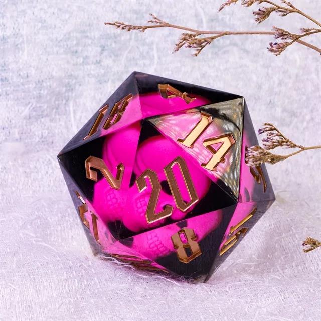 Pink Skull in Black Sharp Resin - D20 RPG Dice