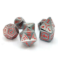 Thumbnail for Red Sword in Nickel Silver Metal - 7pcs RPG Dice Set
