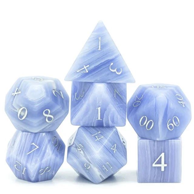 Purple Agate Gemstone - 7pcs RPG Dice Set