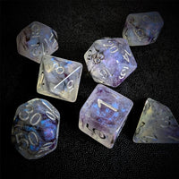 Thumbnail for Glitter in Purple & White Resin - 7pcs RPG Full Dice Set