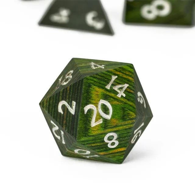 Worn Green Wood - 7pcs RPG Dice Set