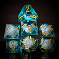 Thumbnail for Eye Ball in Blue Filled Sharp Resin - 7pcs RPG Dice Set