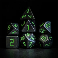 Thumbnail for Green on Solid Black Acrylic - 7pcs RPG Full Dice Set Dark Stack