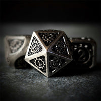 Thumbnail for Gear in Silver Metal - 7pcs RPG Dice Set