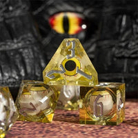 Thumbnail for Eye Ball in Yellow Filled Sharp Resin - 7pcs RPG Dice Set