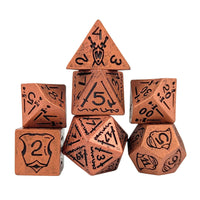 Thumbnail for 7pcs RPG Full Dice Set - Black Pattern on Copper Resin