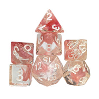Thumbnail for Pink Swirl in Clear Resin - 7pcs RPG Full Dice Set