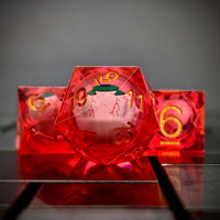 Thumbnail for Green Eye Ball in Clear & Red Liquid Filled Sharp Resin - 7pcs RPG Dice Set