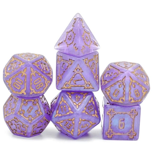 Castle on Blue Resin - 7pcs RPG Oversized Dice Set