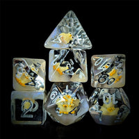 Thumbnail for Owl in Clear & Grey Resin - 7pcs RPG Full Dice Set