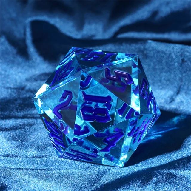 Clear & Blue Sharp Acrylic  - D20 RPG Dice