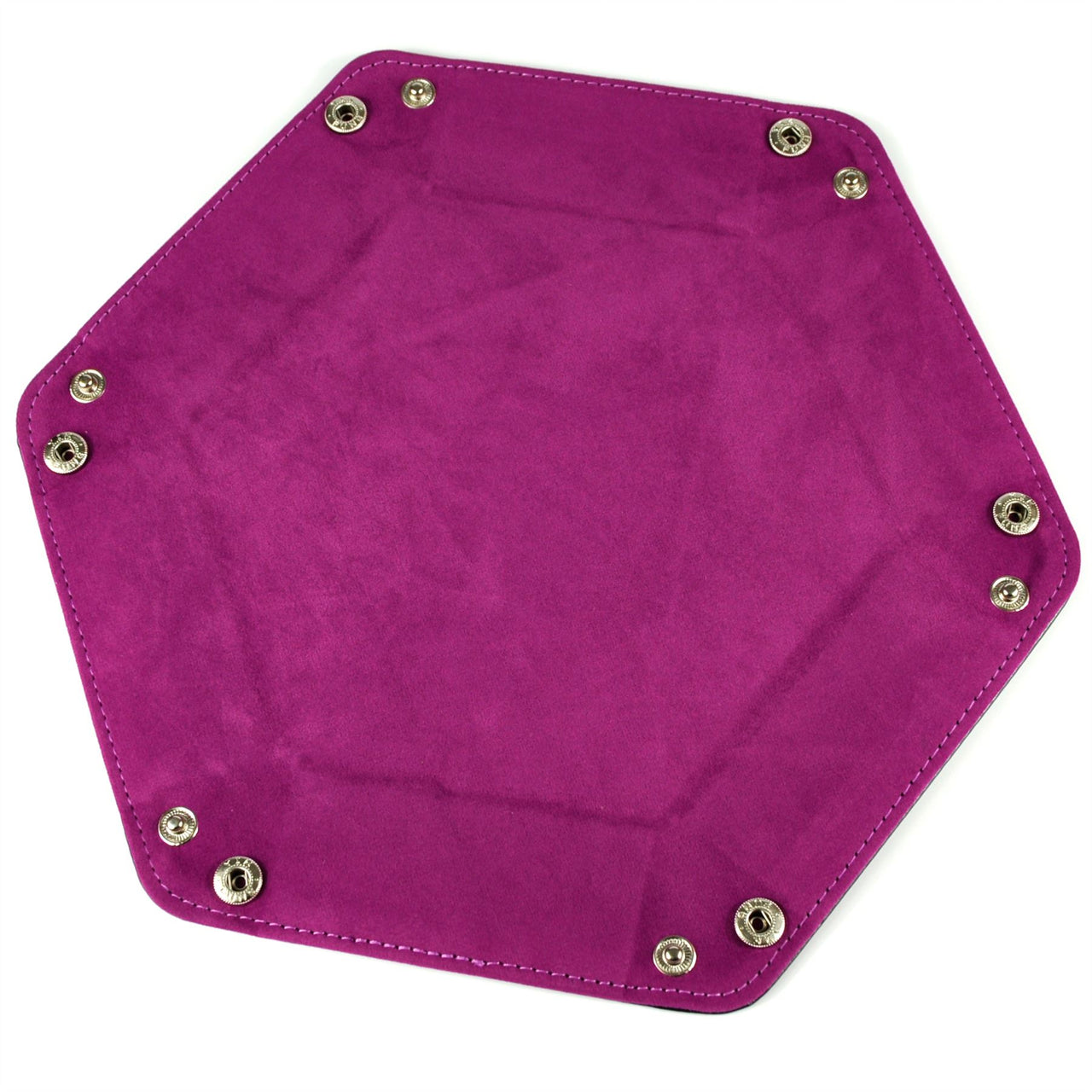 Magenta Velvet & Black PU Leather - Hexagon Hard Dice Tray