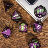 Thumbnail for 7pcs RPG Dice Set - Green & Purple Anodized Aluminium