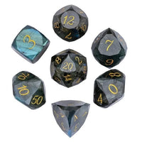 Thumbnail for 7pcs Dice Gem Stone Labradorite Facet Gold Font Blue