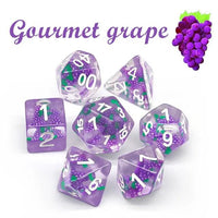 Thumbnail for 7pcs Dice Resin Filled White Font Purple Grape Clear