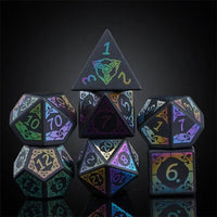 Thumbnail for Celtic Knot on Black Obsidian Gemstone - 7pcs RPG Dice Set