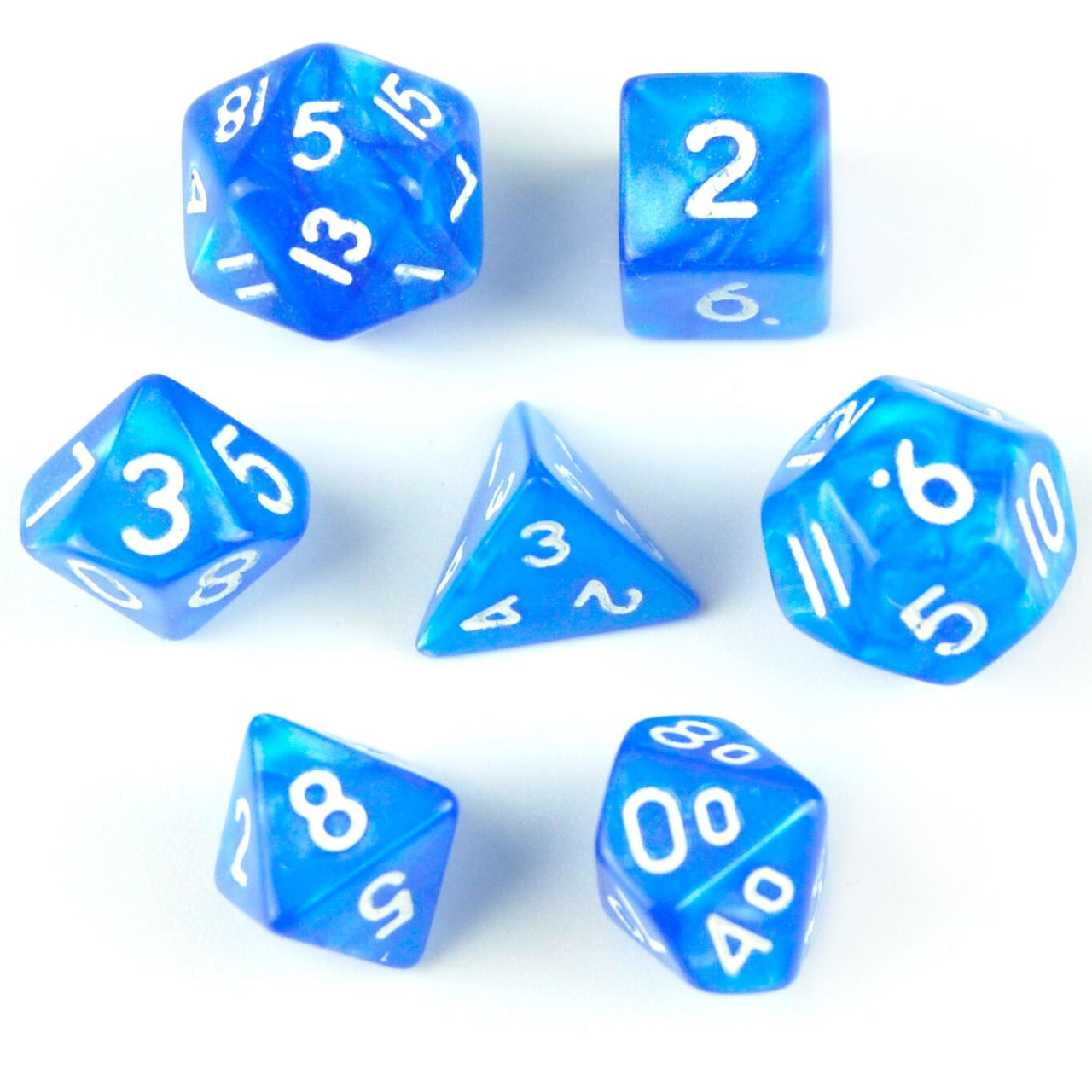 Silk Blue Acrylic - 7pcs RPG Mini Dice Set