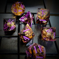 Thumbnail for Foil Feather Black & Clear Filled Sharp Resin - 7pcs RPG Dice Set
