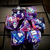 Thumbnail for Candy in Pink & Black Sharp Resin - 7pcs RPG Dice Set