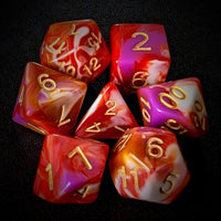 Thumbnail for 7pcs Dice Acrylic Blend Gold Font Pink Red White