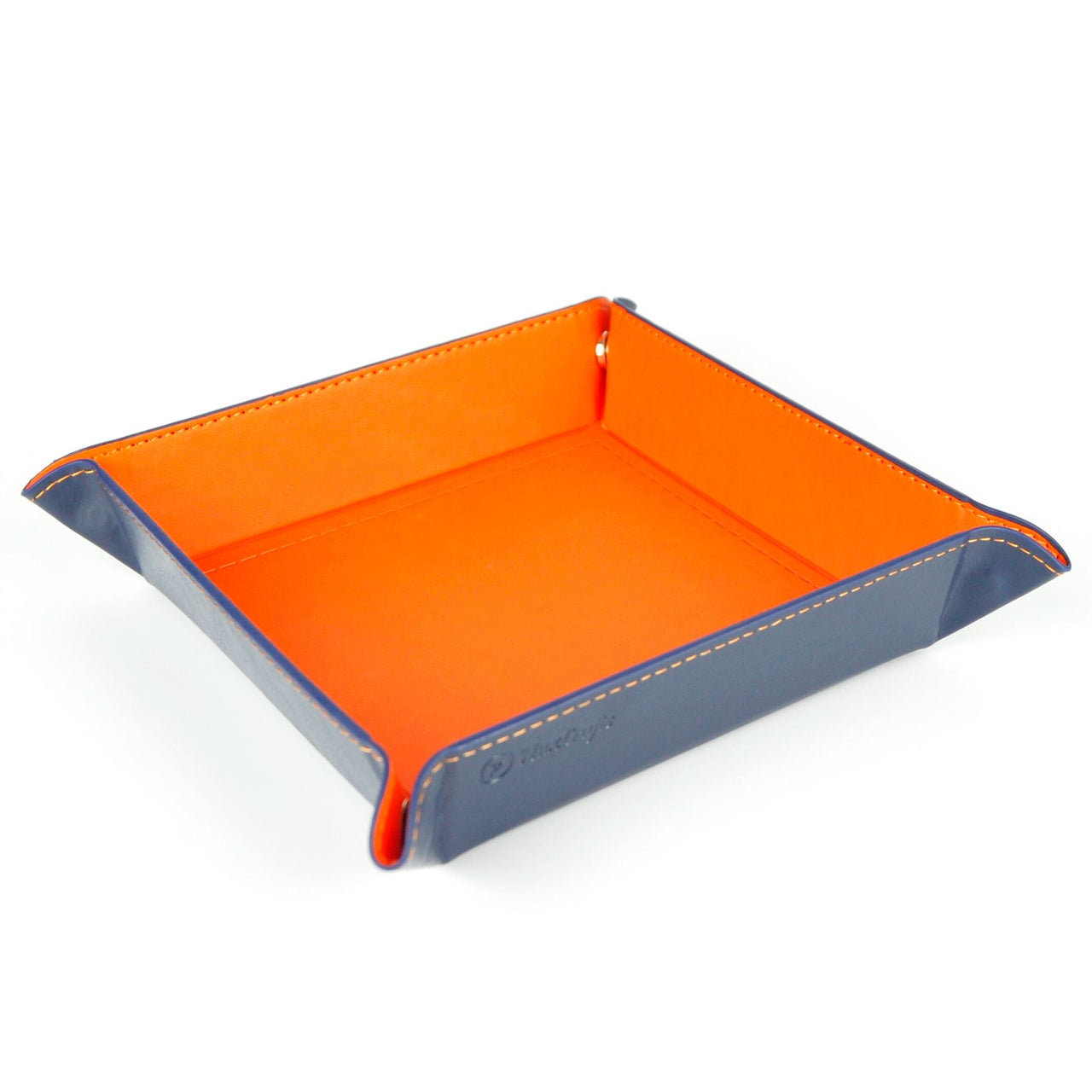 Orange & Blue PU Leather - Square Hard Dice Tray