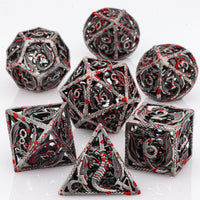 Thumbnail for 7pcs Dice Metal Hollow Handpainted Blood Silver