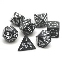 Thumbnail for White Dragon on Grey Acrylic - 7pcs RPG Full Dice Set