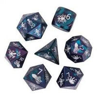 Thumbnail for 7pcs Dice Metal Aluminium White Font Octopus Blue Purple