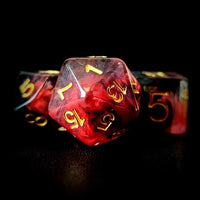 Thumbnail for Black & Red Swirl in Clear Resin - 7pcs RPG Full Dice Set