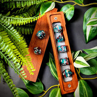 Thumbnail for White Flower in Red & Green Filled Sharp Resin - 7pcs RPG Dice Set
