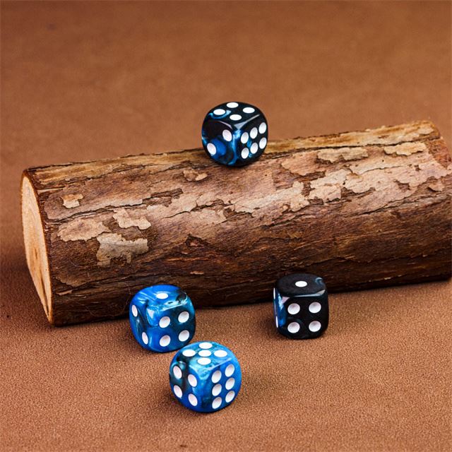 12mm Blue & Black Acrylic - 10pcs D6 RPG Dice Set