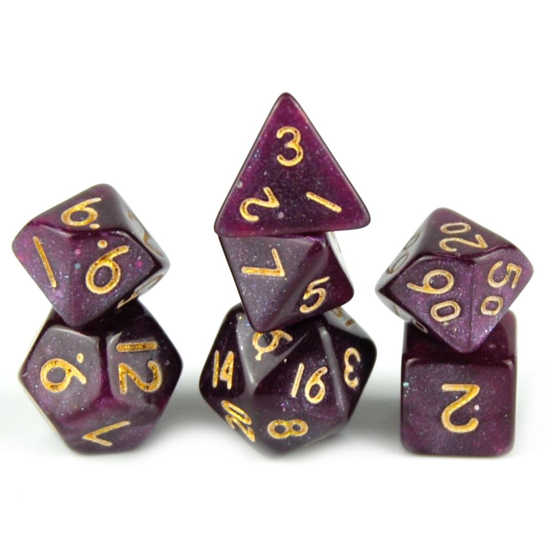 Glitter in Plum Acrylic - 7pcs RPG Mini Dice Set