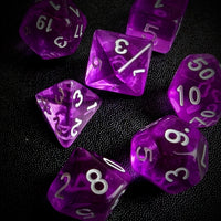 Thumbnail for Clear Purple Acrylic - 7pcs RPG Full Dice Set Scatter