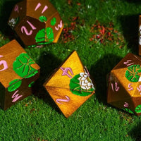 Thumbnail for White Lotus Flower in Gold Metal - 7pcs RPG Dice Set