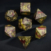 Thumbnail for Read and Green Tainshan Sapphire Gemstone - 7pcs RPG Dice Set