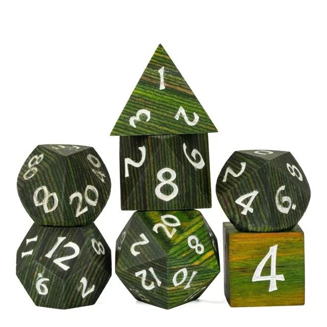 Worn Green Wood - 7pcs RPG Dice Set