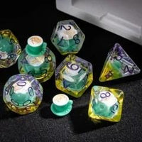 Thumbnail for 7pcs Dice Resin Filled Purple Font Coffee Cup Green Yellow