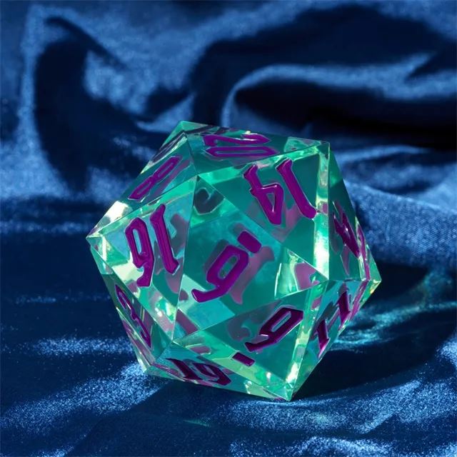 Clear & Green Sharp Acrylic - D20 RPG Dice