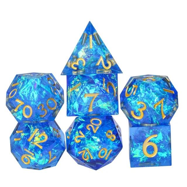 Candy in Blue Mini Sharp Resin - 7pcs RPG Dice Set