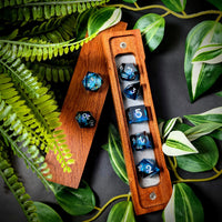 Thumbnail for 7pcs Dice Sharp Filled Liquid White Font Black Blue