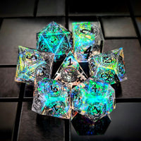 Thumbnail for Astrology on Clear with Candy Sharp Resin - 7pcs RPG Dice Set