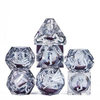 Thumbnail for Purple Glitter in Clear Liquid Filled Sharp Resin - 7pcs RPG Dice Set