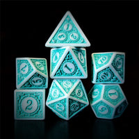 Thumbnail for Cyan Lattice on White Acrylic - 7pcs RPG Full Dice Set Dark Stack