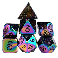 Thumbnail for Rainbow Metal with Purple Dragon Font - 7pcs RPG Dice Set