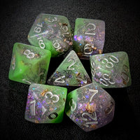 Thumbnail for Glitter in Purple & Green Resin - 7pcs RPG Full Dice Set