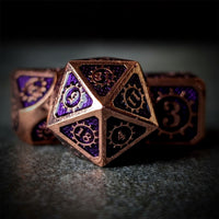 Thumbnail for Gear in Purple Enamel Copper Metal - 7pcs RPG Dice Set