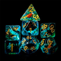 Thumbnail for Goldfish in Clear & Blue Resin - 7pcs RPG Full Dice Set