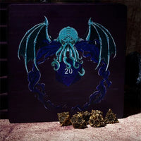 Thumbnail for Purple Cthulu D20 on Bamboo Wood - Magnetic Dice Storage