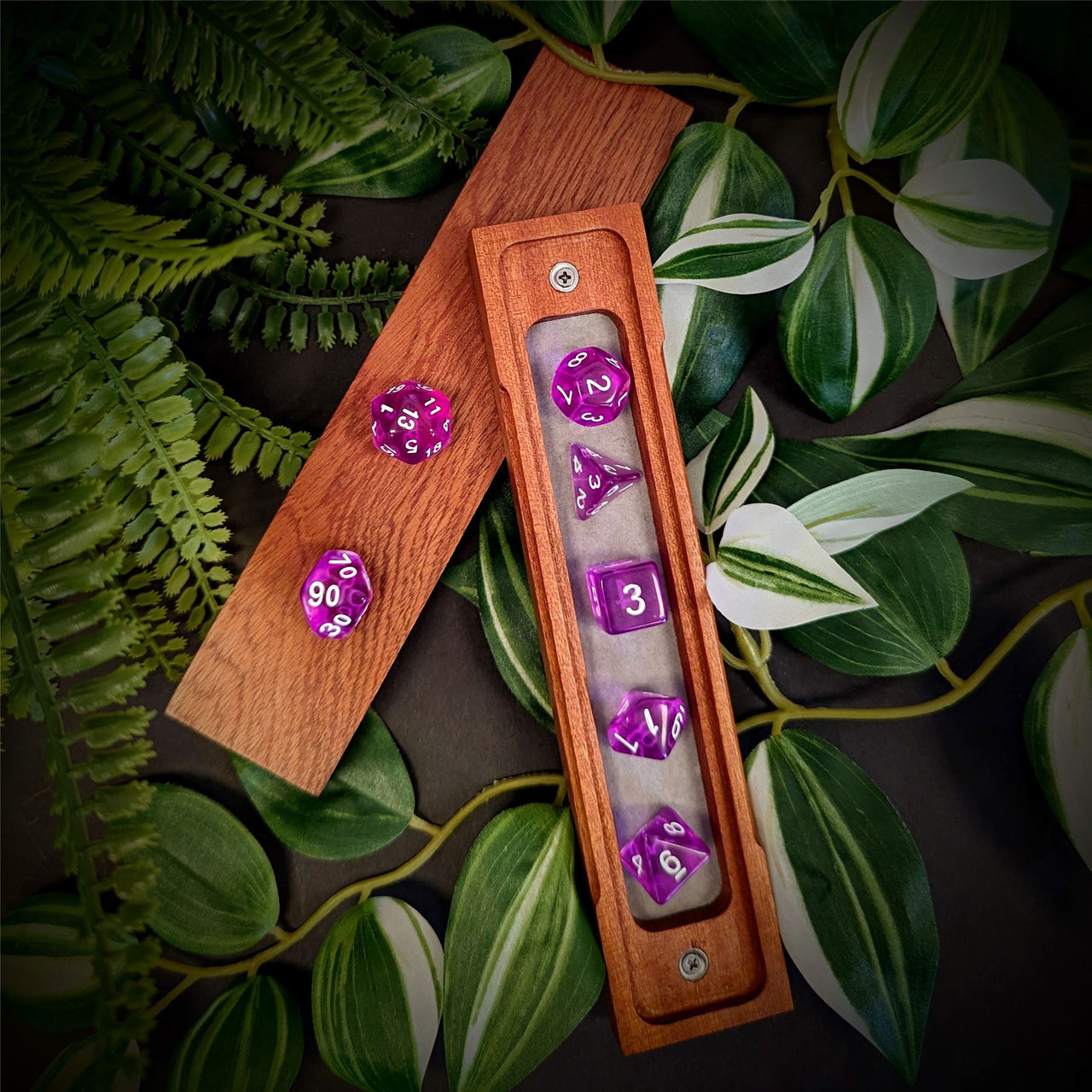 Clear Purple Acrylic - 7pcs RPG Full Dice Set