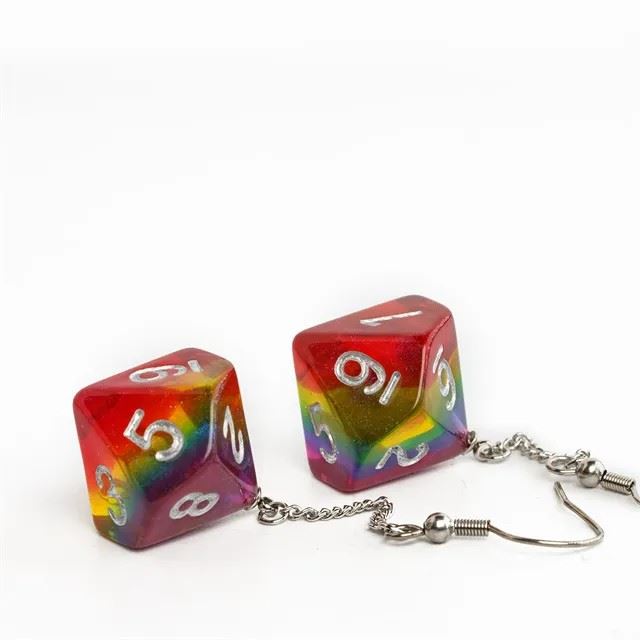 Rainbow Resin - D10 Earings